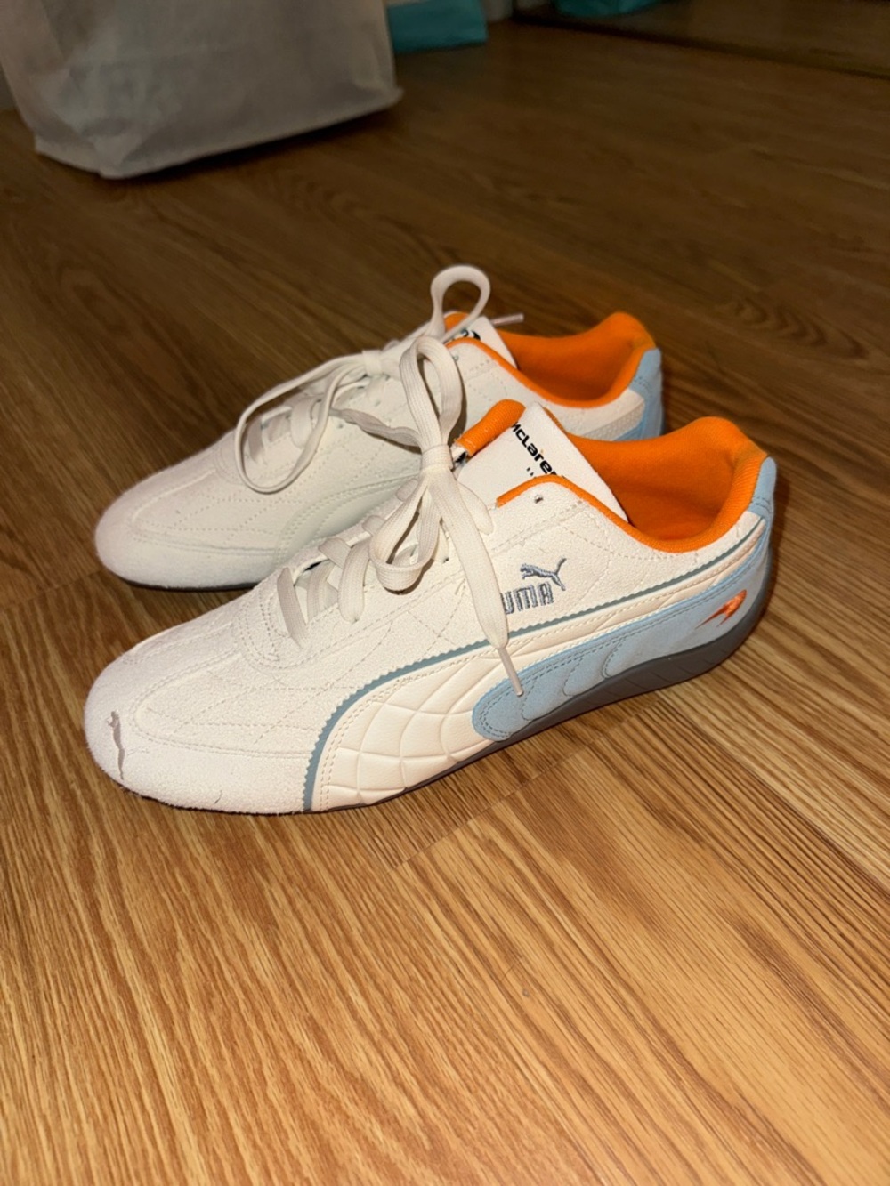 McLaren Puma Speedcat with Light Blue Accents and Orange Interior